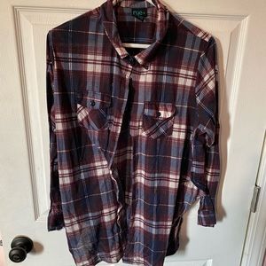 Maroon and Navy Blue Flannel Shirt